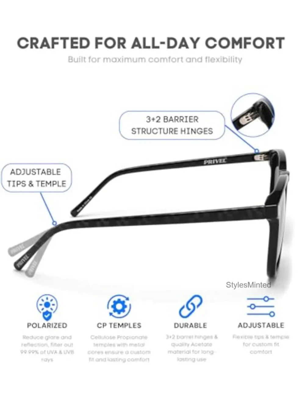 XXL Oversized Polarized Sunglasses for Men with TR90 Frame